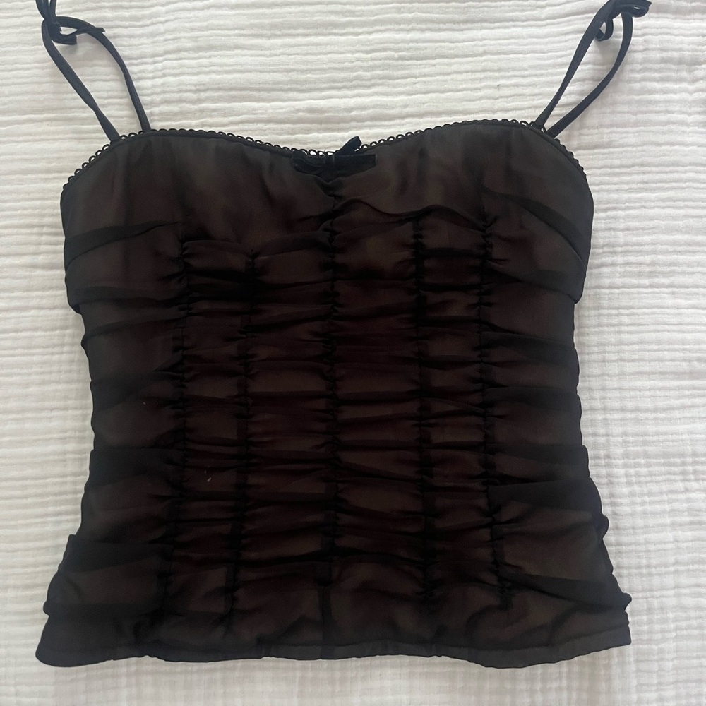 With Jean Black Ruched Camisole
